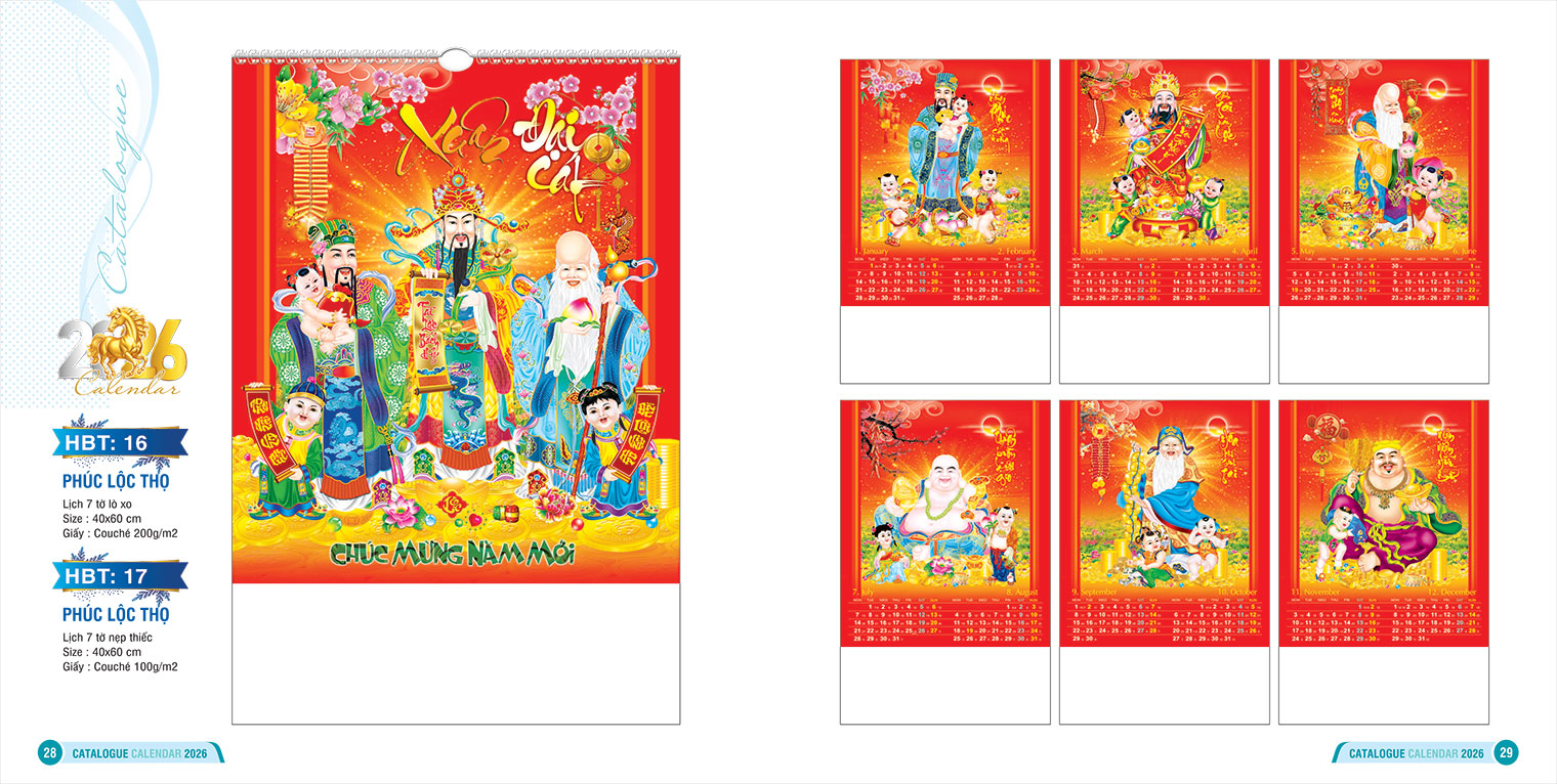 LỊCH 7 TỜ LÒ XO - LỊCH 7 TỜ NẸP THIẾC