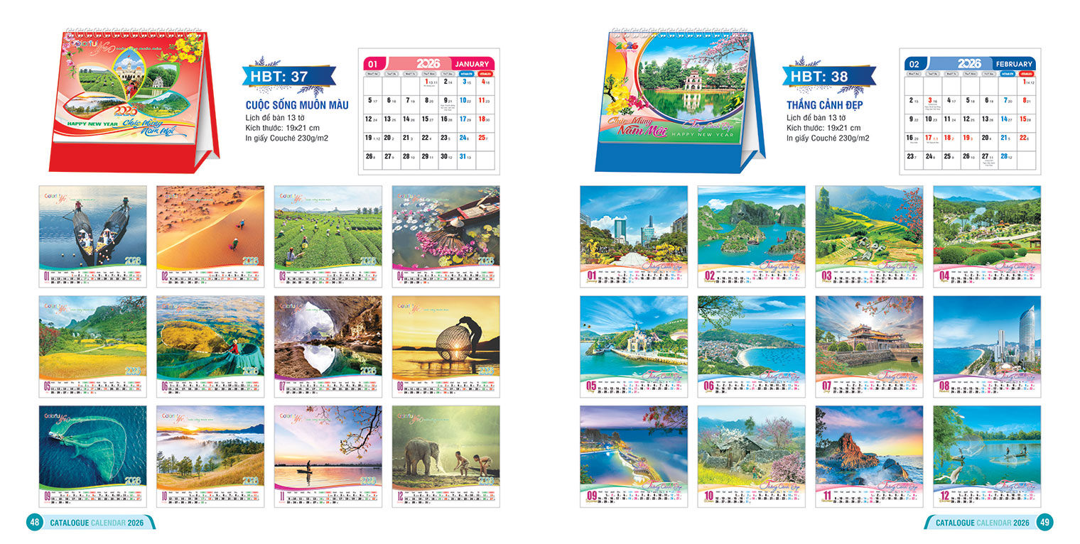 LỊCH ĐỂ BÀN 13 TỜ