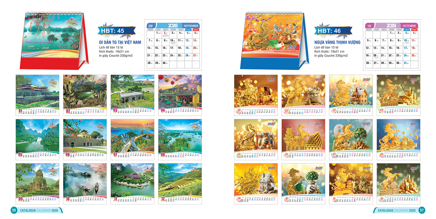 LỊCH ĐỂ BÀN 13 TỜ