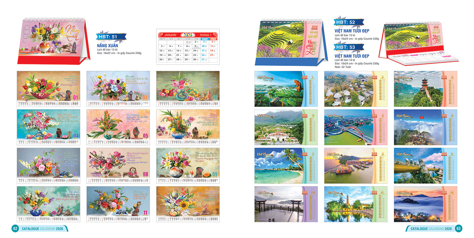LỊCH ĐỂ BÀN 13 TỜ