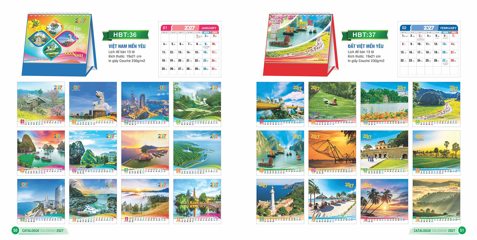LỊCH ĐỂ BÀN 13 TỜ