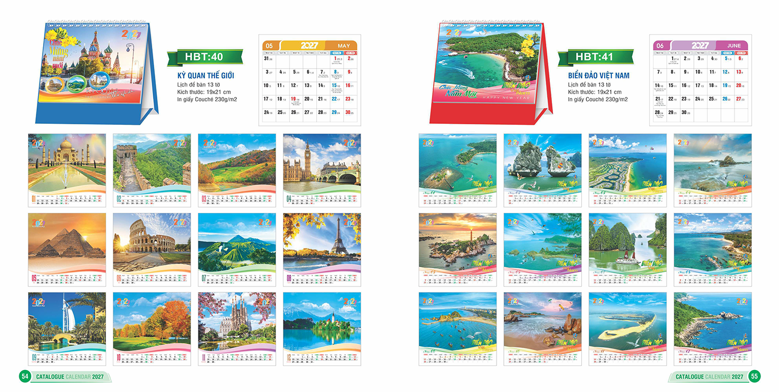 LỊCH ĐỂ BÀN 13 TỜ