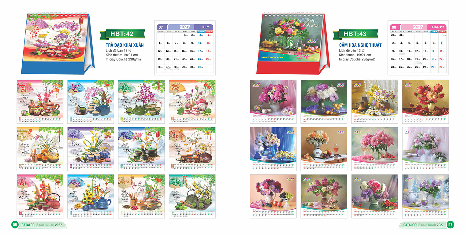 LỊCH ĐỂ BÀN 13 TỜ