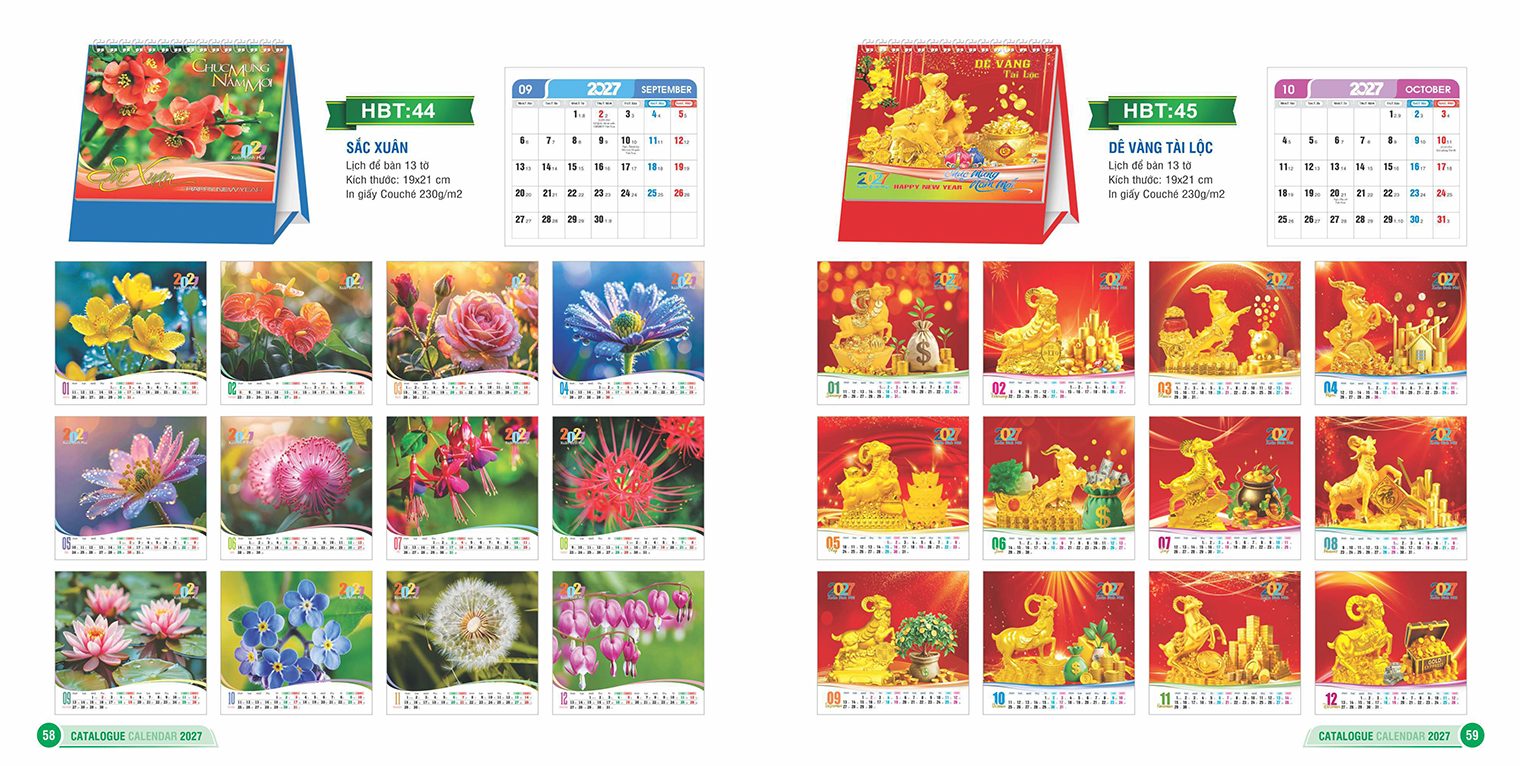 LỊCH ĐỂ BÀN 13 TỜ