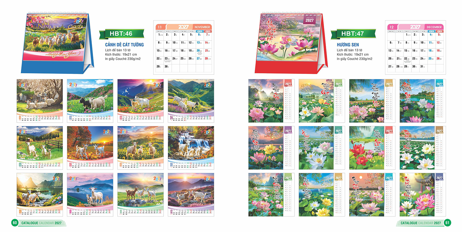 LỊCH ĐỂ BÀN 13 TỜ