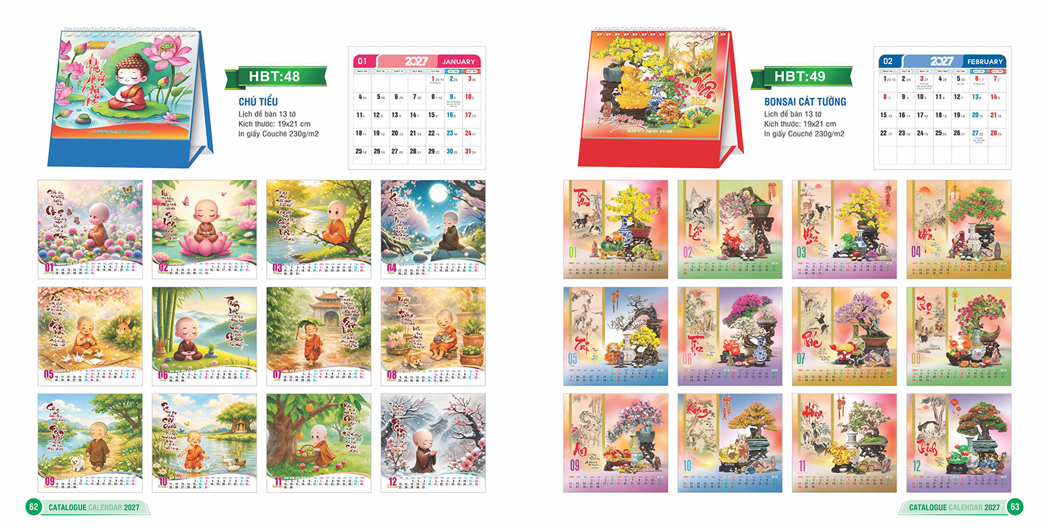 LỊCH ĐỂ BÀN 13 TỜ