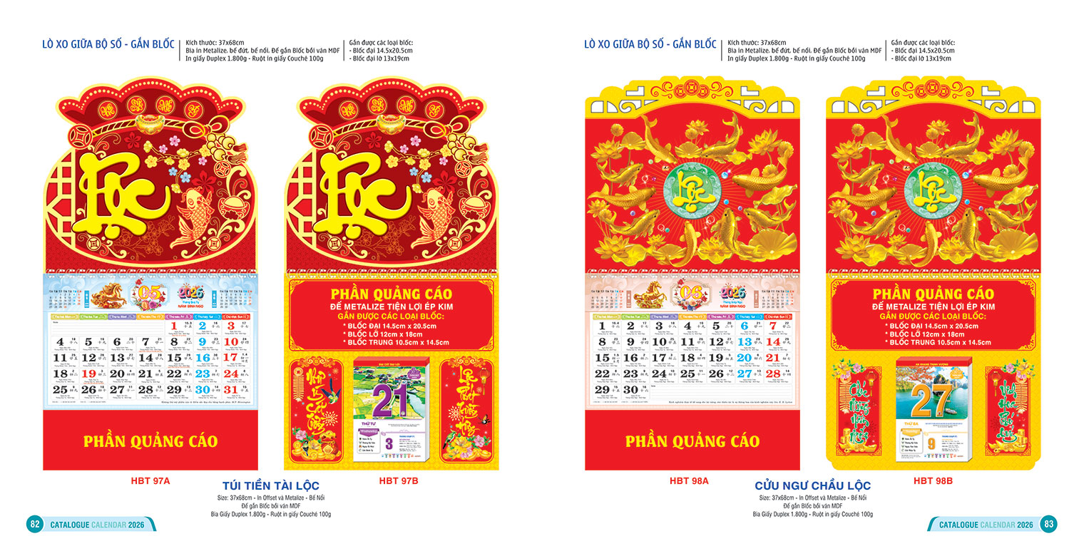 LỊCH LÒ XO GIỮA BỘ SỐ - GẮN BLỐC