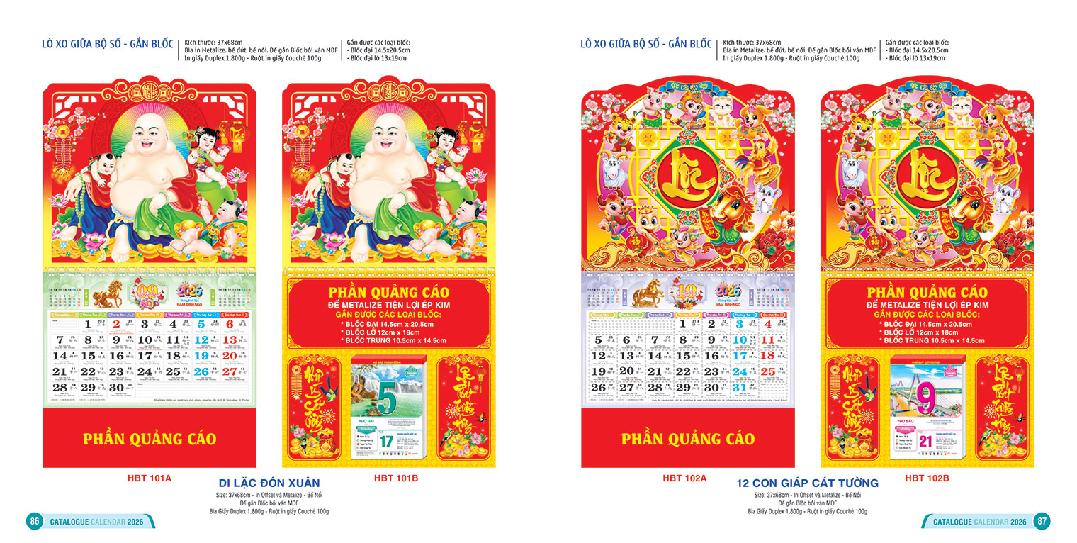 LỊCH LÒ XO GIỮA BỘ SỐ - GẮN BLỐC
