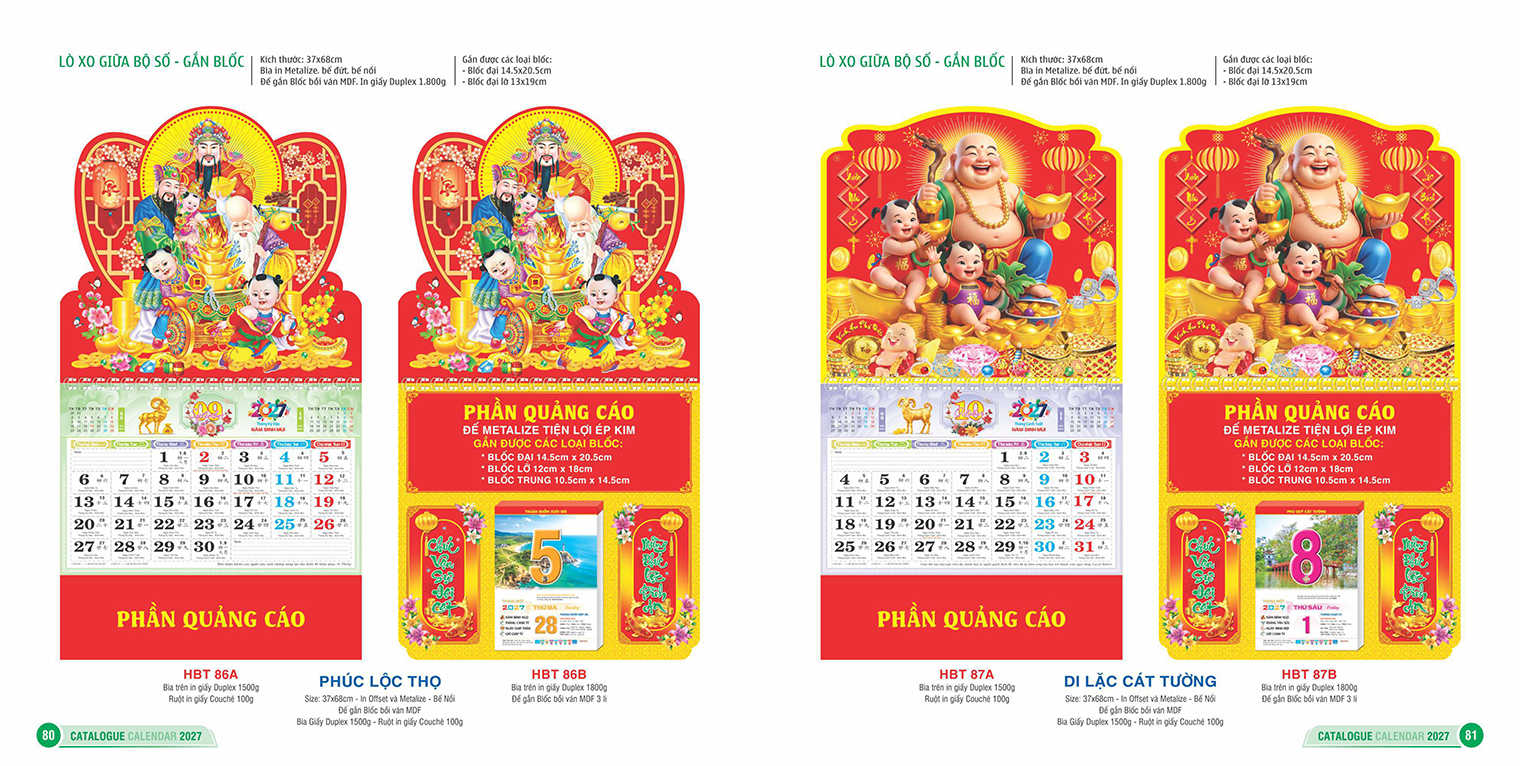LỊCH LÒ XO GIỮA BỘ SỐ - GẮN BLỐC