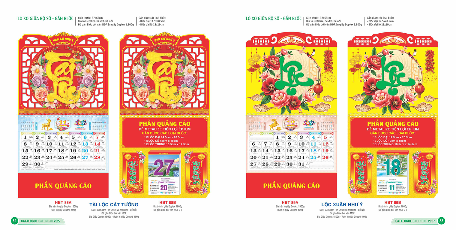 LỊCH LÒ XO GIỮA BỘ SỐ - GẮN BLỐC