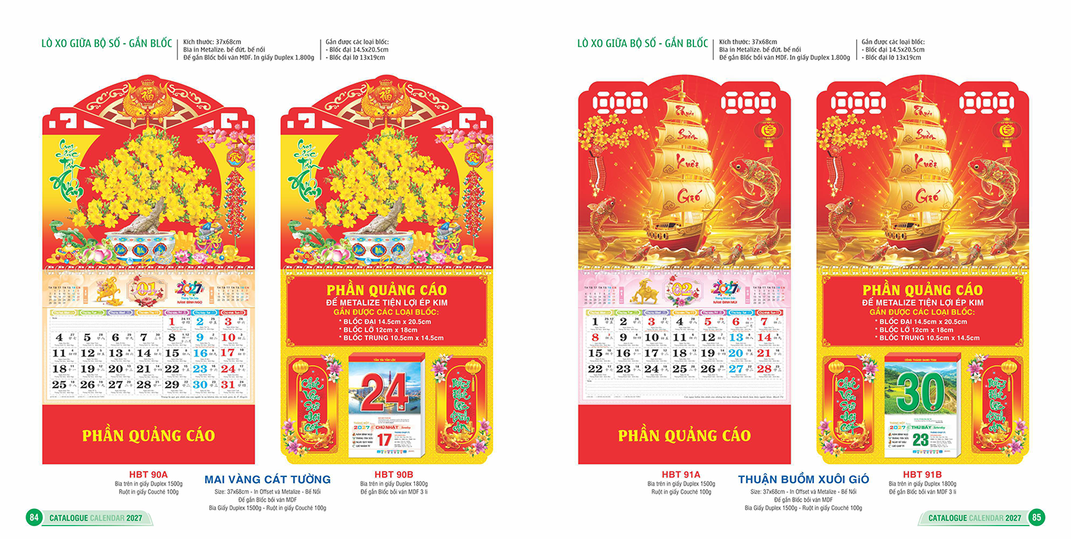 LỊCH LÒ XO GIỮA BỘ SỐ - GẮN BLỐC