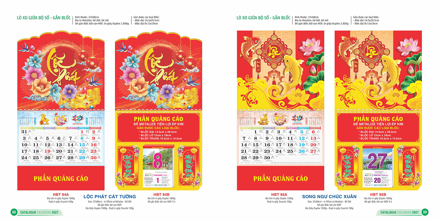 LỊCH LÒ XO GIỮA BỘ SỐ - GẮN BLỐC