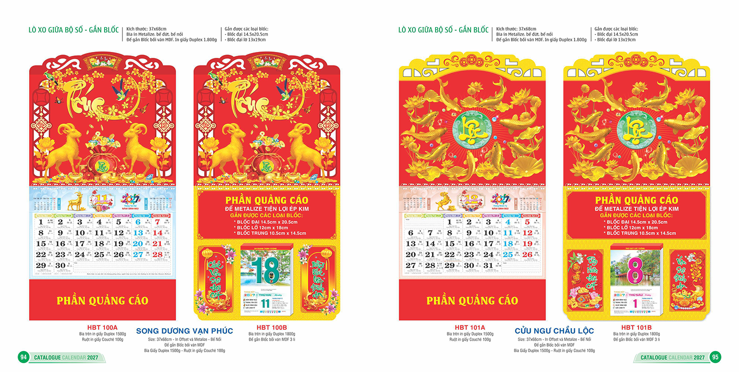 LỊCH LÒ XO GIỮA BỘ SỐ - GẮN BLỐC