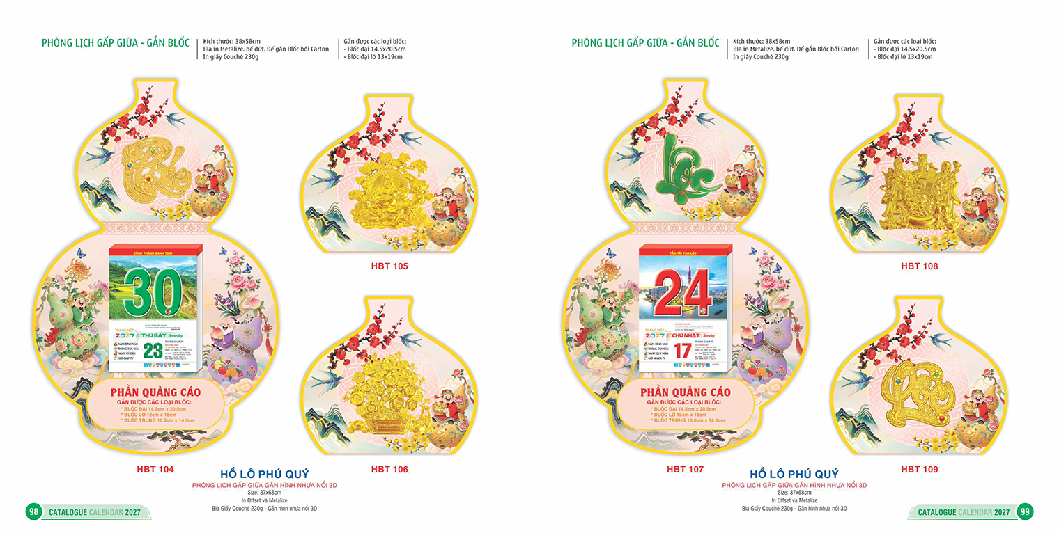 PHÔNG LỊCH GẤP GIỮA - GẮN BLỐC